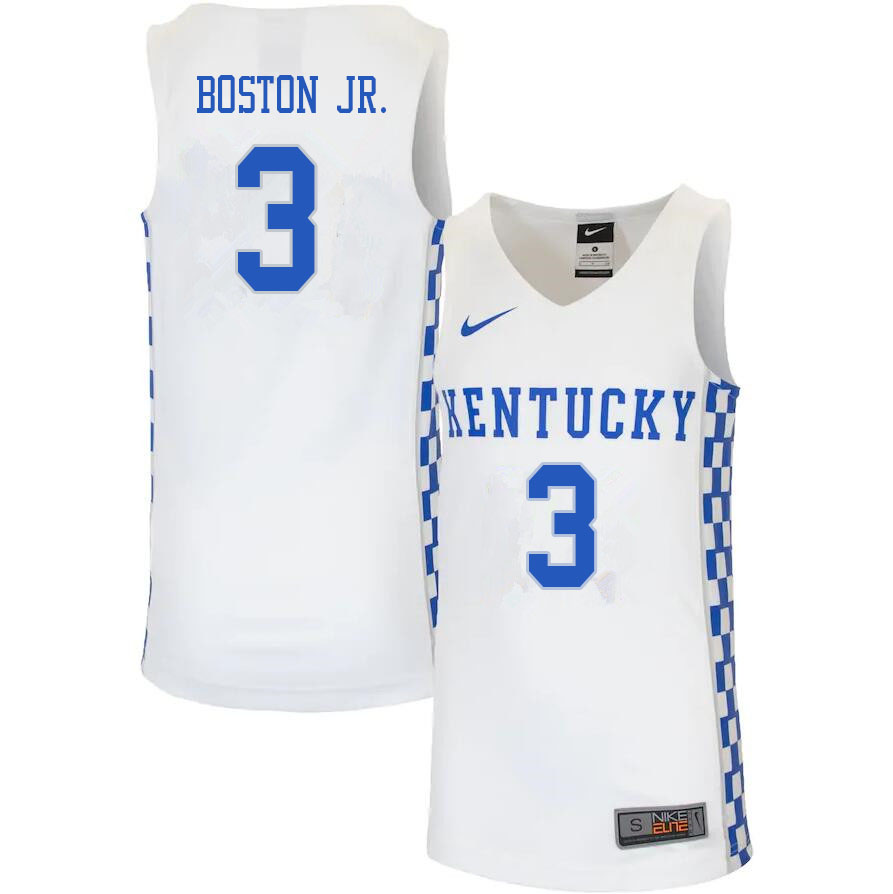 Men #3 Brandon Boston Jr. Kentucky Wildcats College Basketball Jerseys Sale-White - Click Image to Close